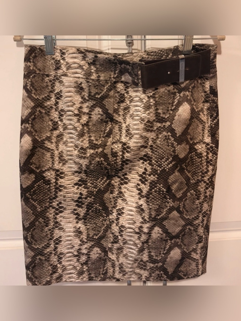 Michael Kors Brown and Beige Snake-Print Skirt Size 4